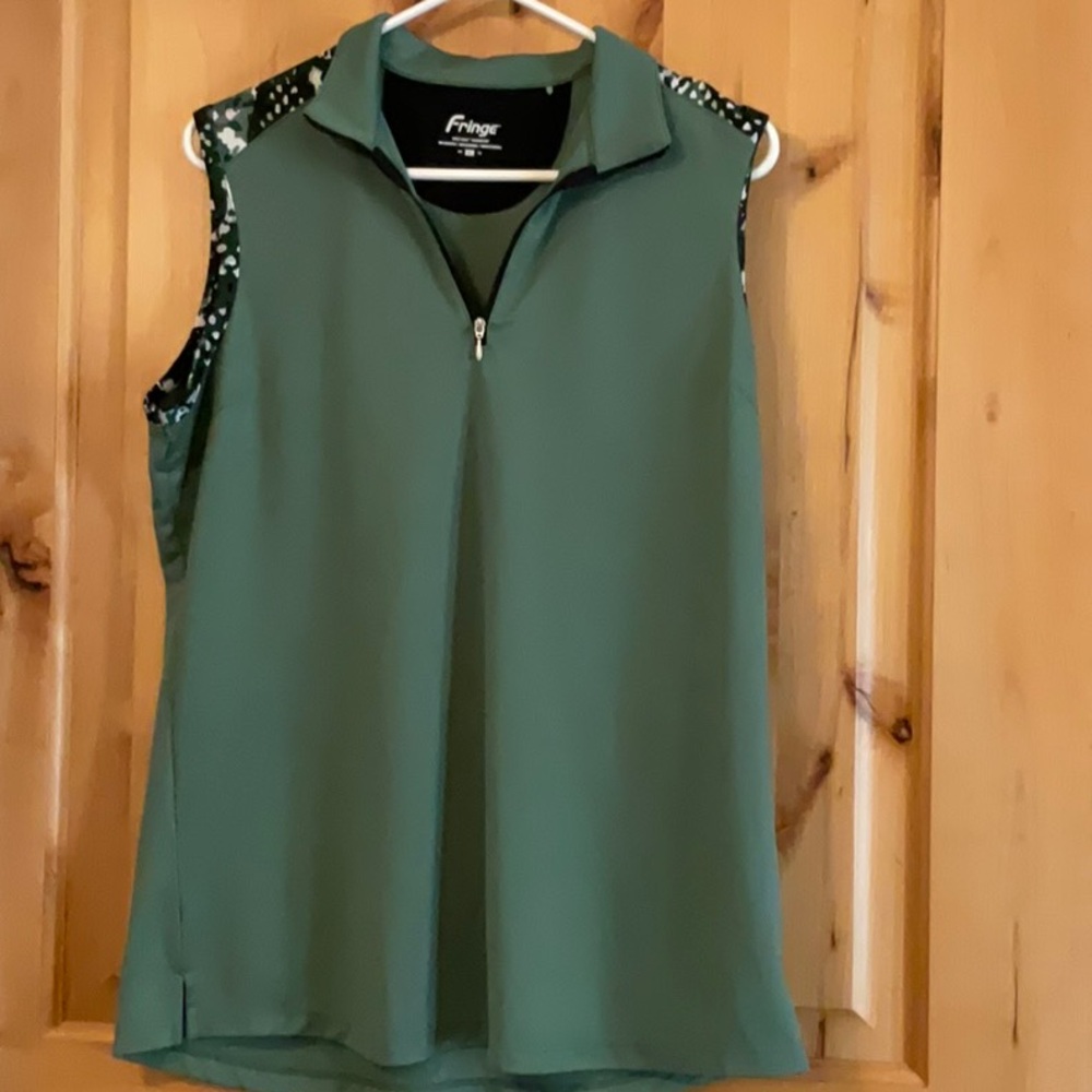 Fringe Studio Green Polo Collar Tank Top